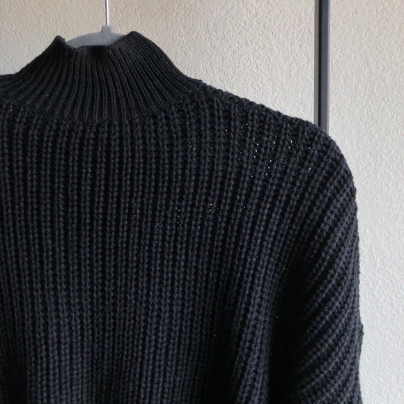 SOLD Black Chunky Knit Bubble Sleeve Sweater - Picture 2 of 8